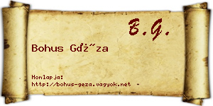 Bohus Géza névjegykártya