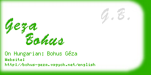 geza bohus business card